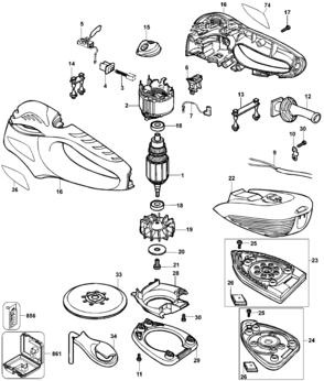 Default Diagram and Parts List for MS700K Type 1 Black and Decker Sander Polisher